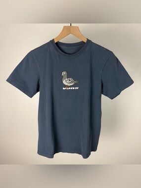 Vans Bird Pigeon Spell Out Navy Blue Graphic T Shirt Women’s Size Small